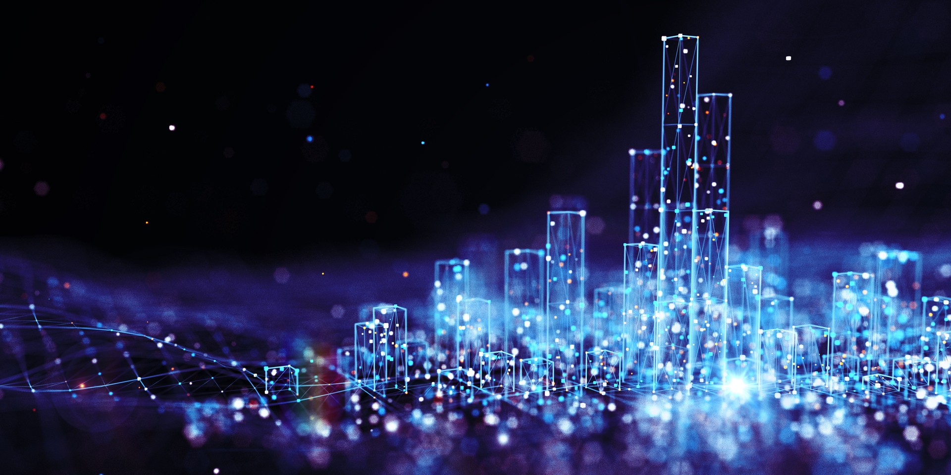 Digital City. Lights Concepts. Copy Space